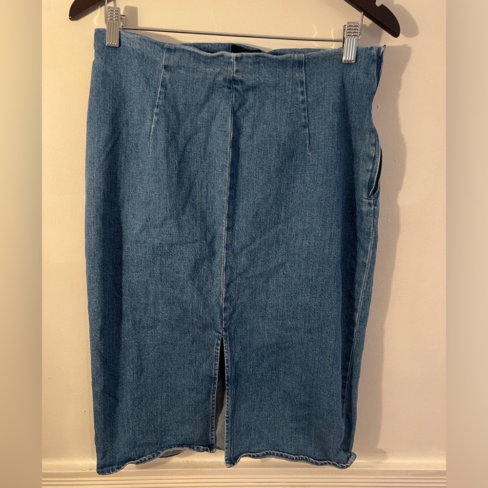 Jcrew denim skirt with front slit size 30.